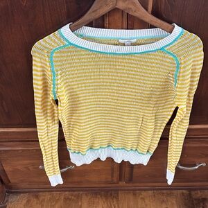 Caslon yellow and white striped sweater